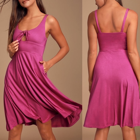 Lulus Dresses & Skirts - Lulus Haileah Magenta Tie-Front Sleeveless Midi Dress Sz M